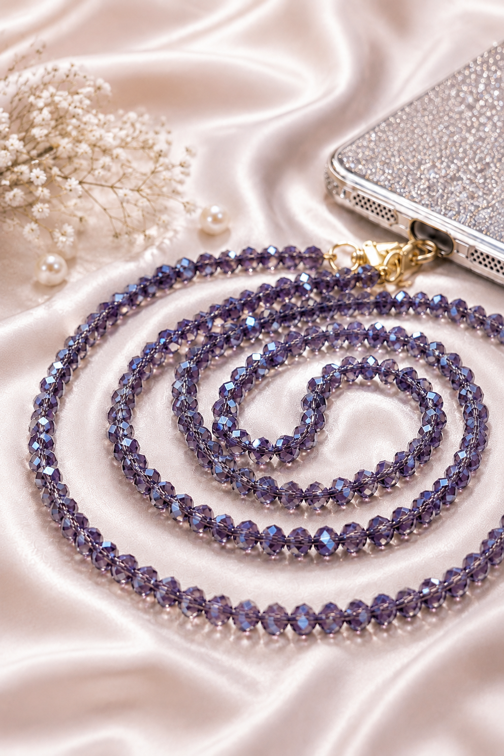 Dainty Prism Beaded Crossbody Phone Chain | Hands-Free Phone Strap