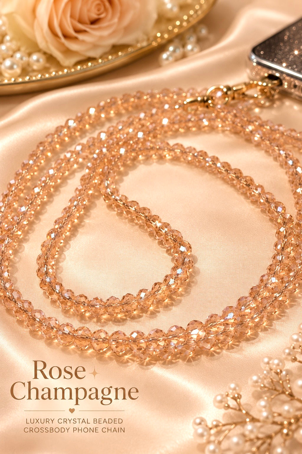 Dainty Prism Beaded Crossbody Phone Chain | Hands-Free Phone Strap