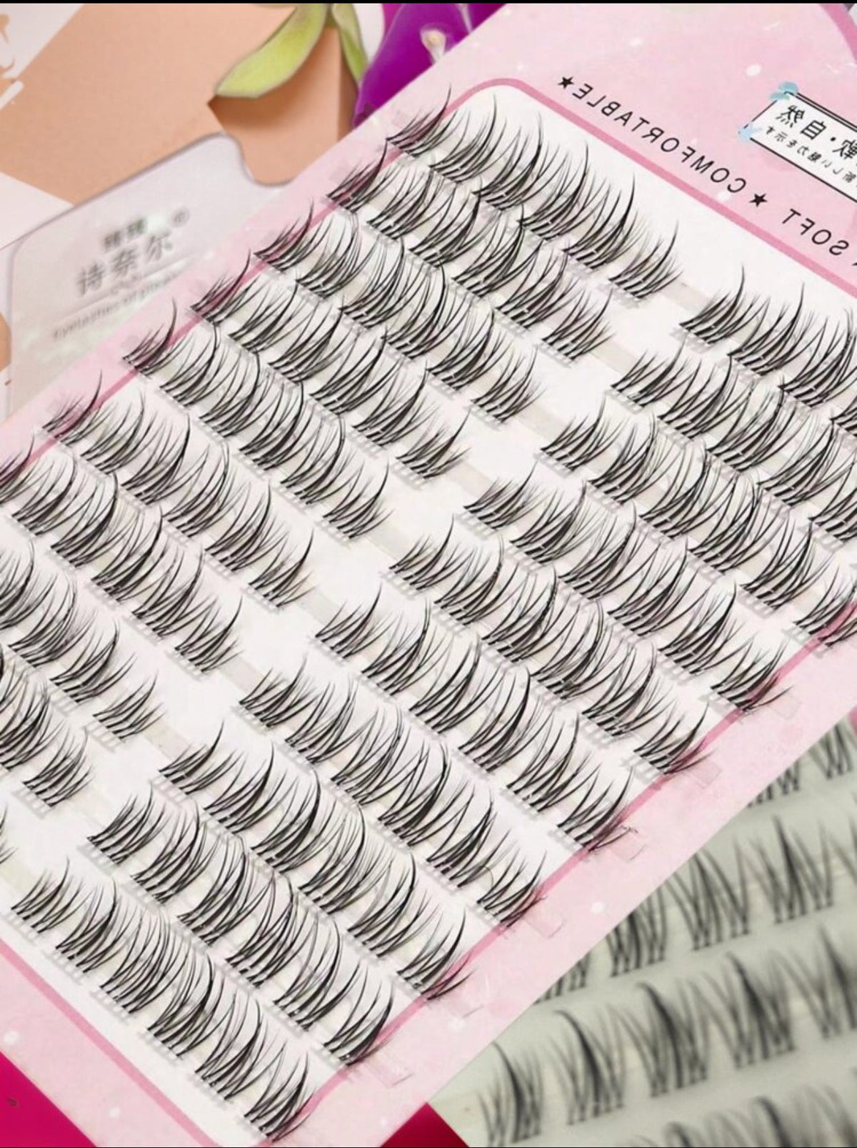 1 Box of 120 pcs Korean Refined Black Anime Style False Eyelashes, C Curl Natural Flirty Design, Manga Lashes - Mia & Jon