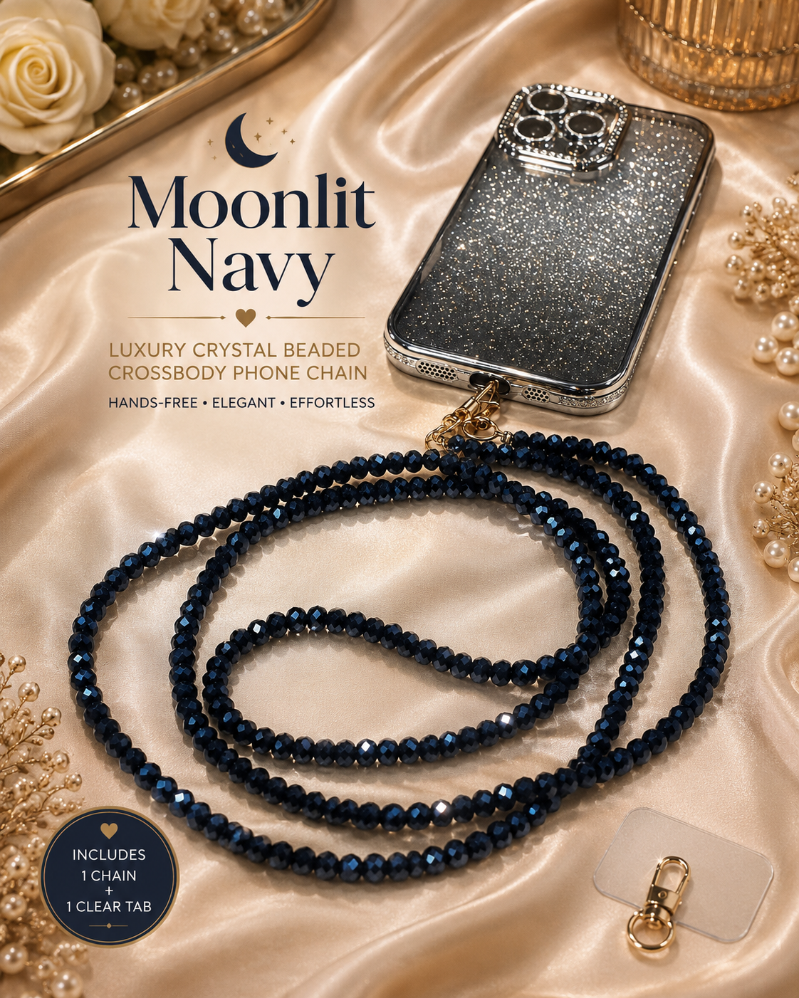 Dainty Prism Beaded Crossbody Phone Chain | Hands-Free Phone Strap