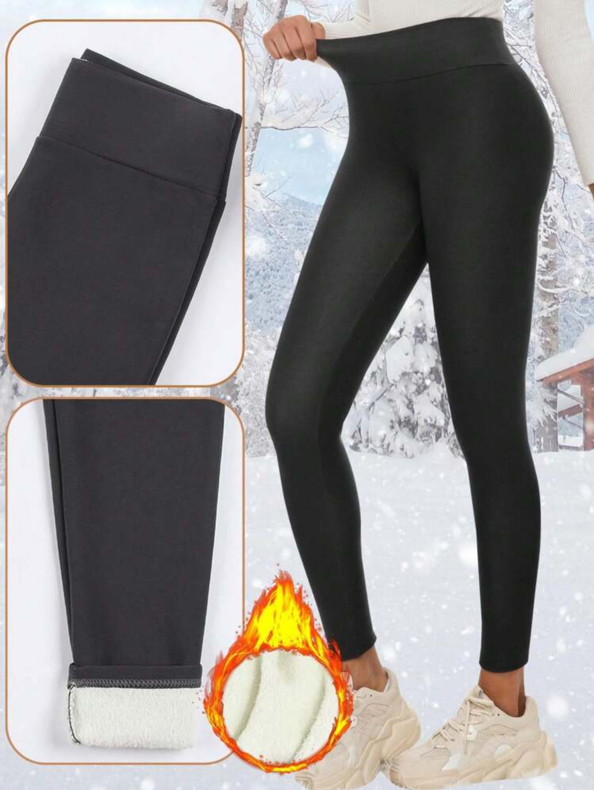 Fleece-Lined High Waist Thermal Sherpa Winter Leggings