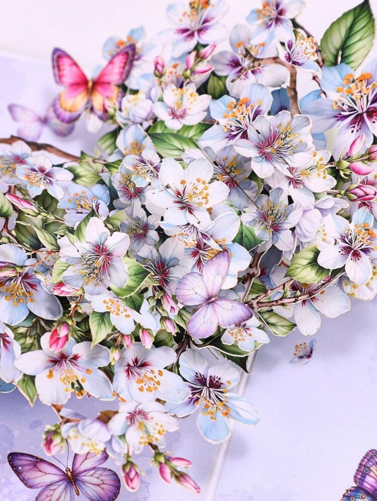 3D Pop - Up Apple Blossom Greeting Card with Butterflies – Handmade Birthday, Mother’s Day, Anniversary Card - Mia & Jon