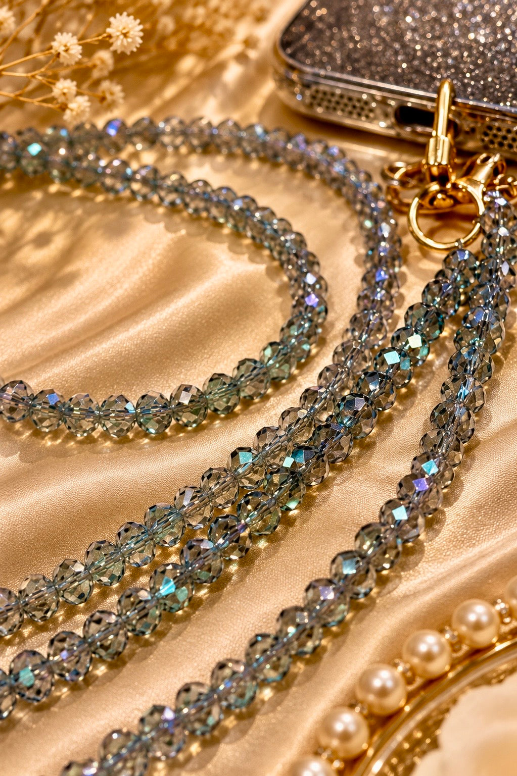 Dainty Prism Beaded Crossbody Phone Chain | Hands-Free Phone Strap