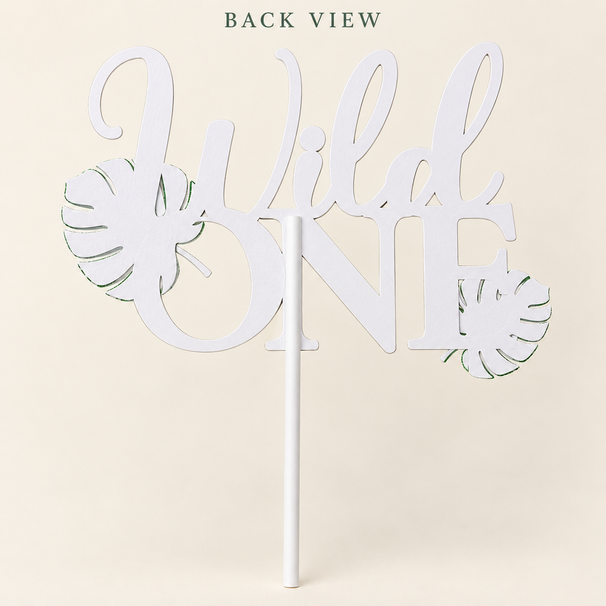 Wild One Cake Topper – Gold & Green Jungle First Birthday Decor