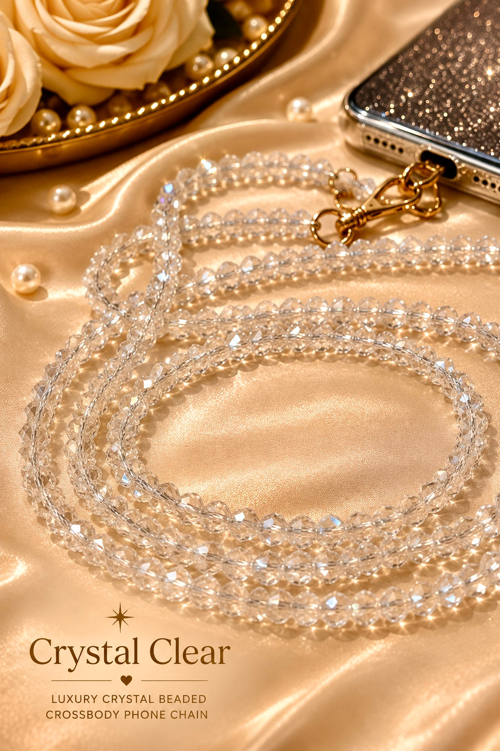 Dainty Prism Beaded Crossbody Phone Chain | Hands-Free Phone Strap