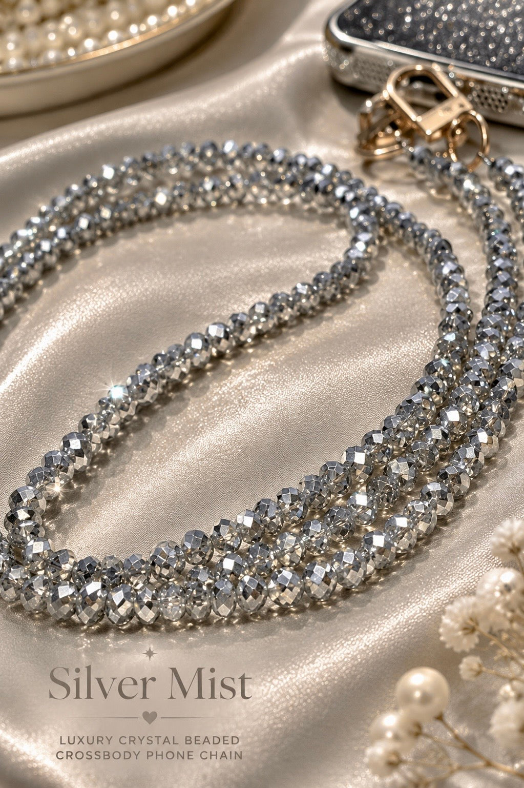 Dainty Prism Beaded Crossbody Phone Chain | Hands-Free Phone Strap