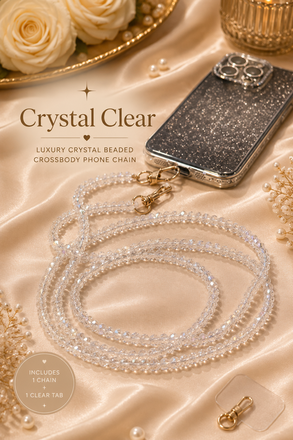 Dainty Prism Beaded Crossbody Phone Chain | Hands-Free Phone Strap
