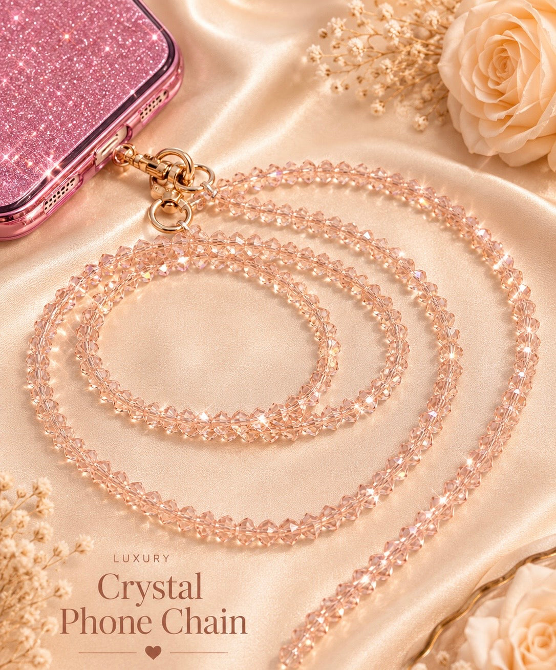 Dainty Prism Beaded Crossbody Phone Chain | Hands-Free Phone Strap