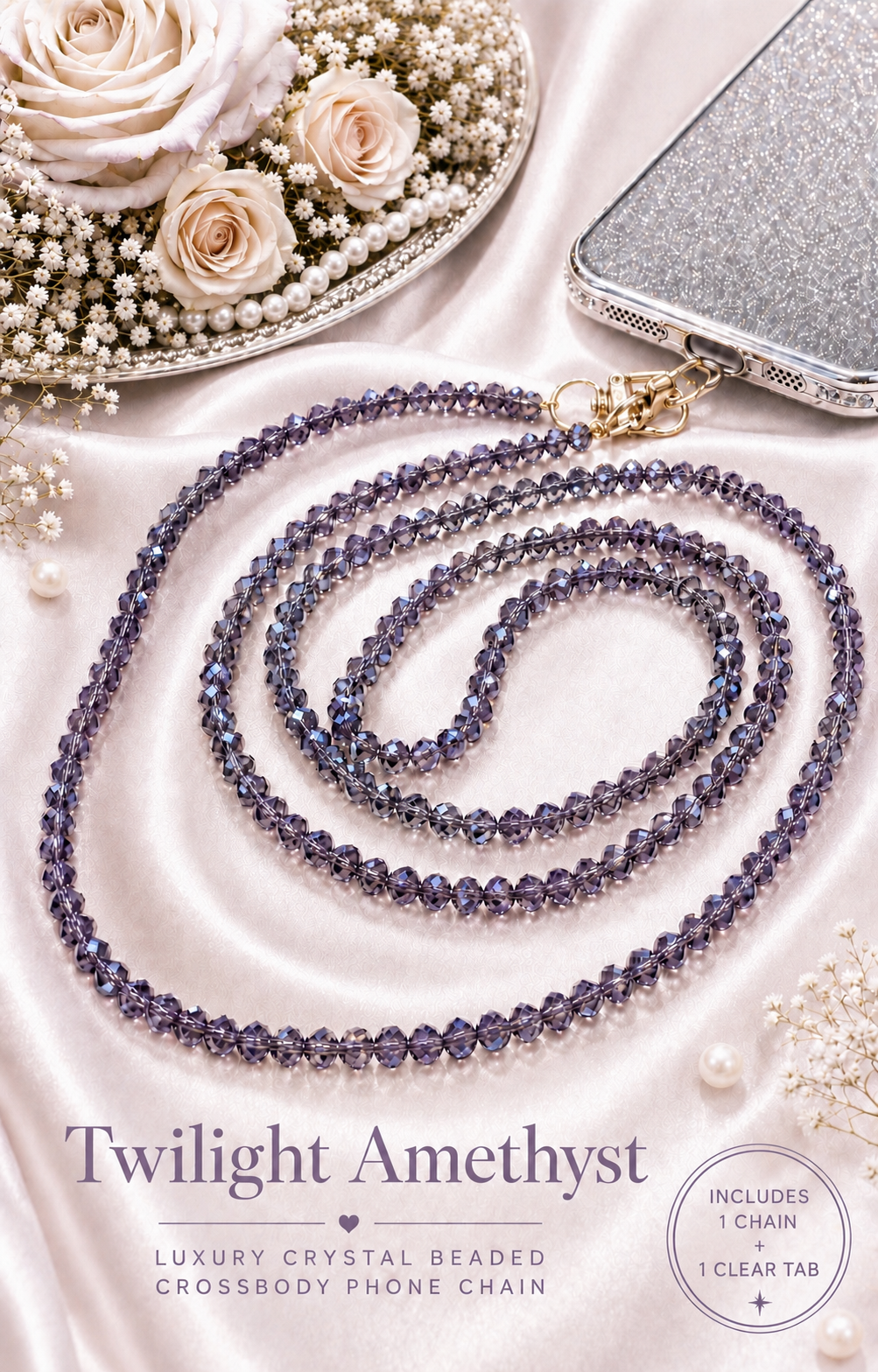 Dainty Prism Beaded Crossbody Phone Chain | Hands-Free Phone Strap