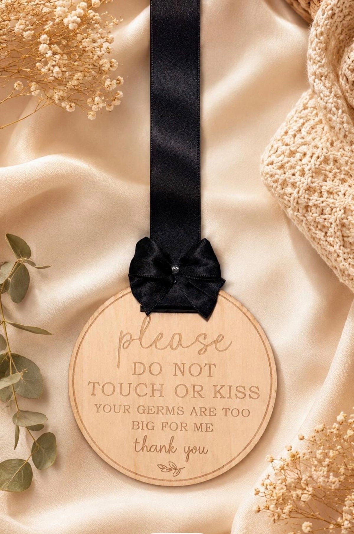 Baby Car Seat & Stroller Sign – Please Don’t Touch, Custom Message Available - Mia & Jon Co.