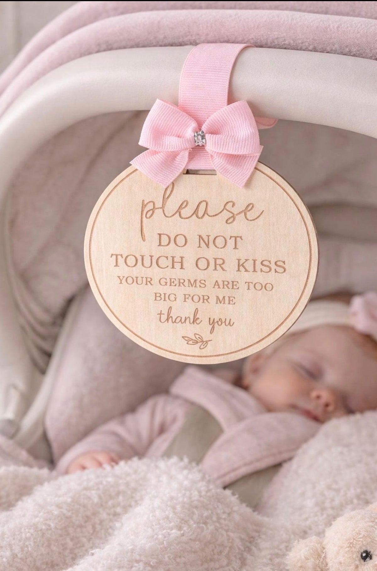 Baby Car Seat & Stroller Sign – Please Don’t Touch, Custom Message Available - Mia & Jon Co.