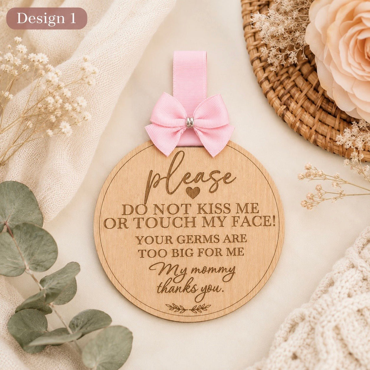 Baby Car Seat & Stroller Sign – Please Don’t Touch, Custom Message Available - Mia & Jon Co.