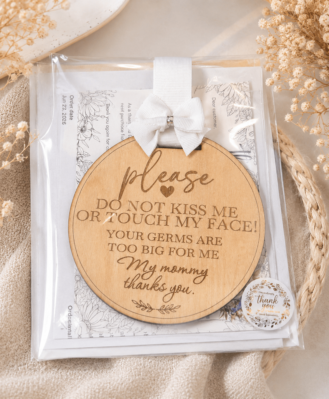 Baby Car Seat & Stroller Sign – Please Don’t Touch, Custom Message Available - Mia & Jon Co.