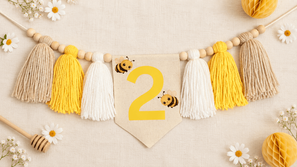 Bumblebee First Birthday High Chair Banner | Personalized Bee Birthday Decor - Mia & Jon Co.