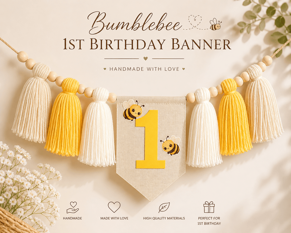 Bumblebee First Birthday High Chair Banner | Personalized Bee Birthday Decor - Mia & Jon Co.