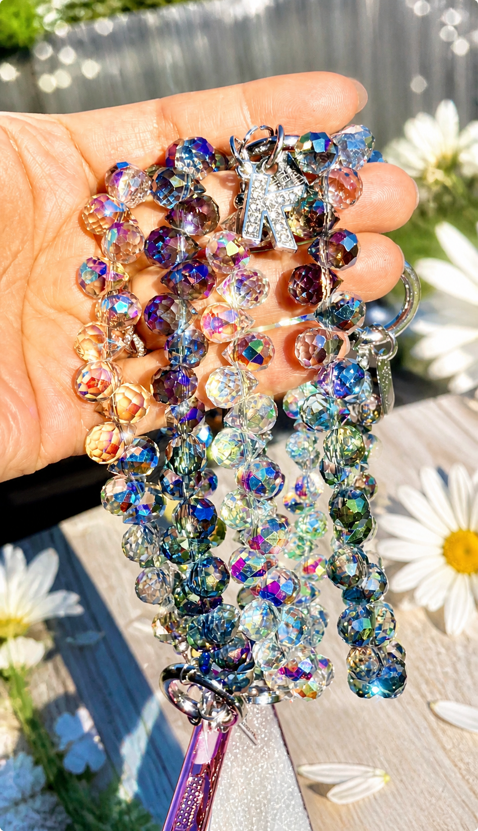Crystal Beaded Phone Wristlet & Keychain | Optional Initial Charm - Mia & Jon Co.