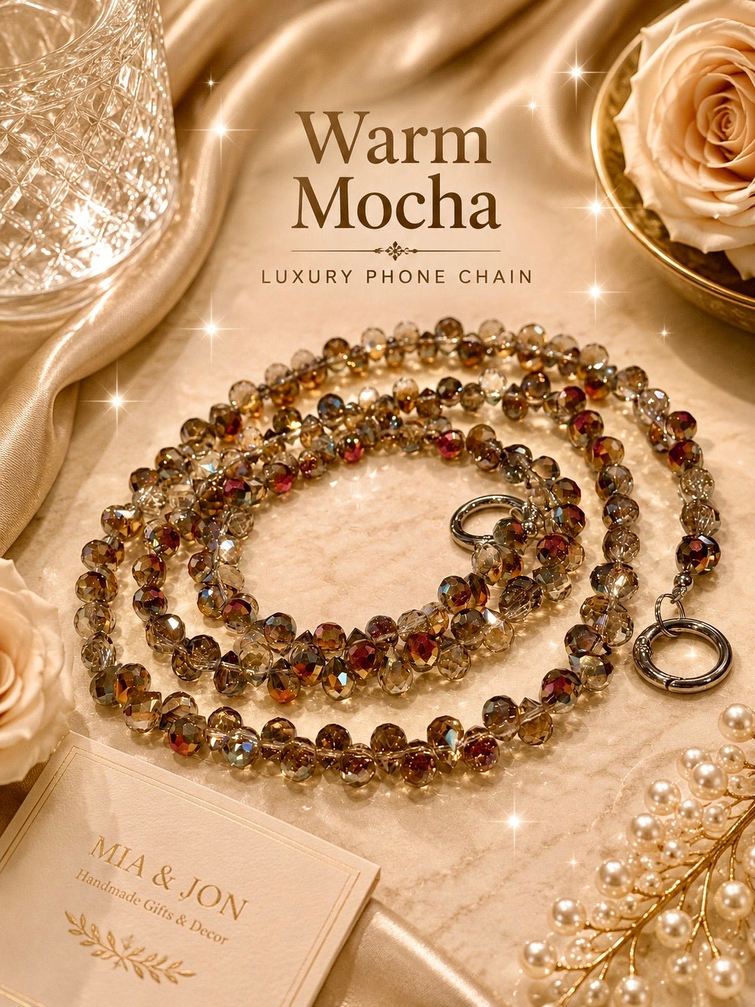 Crystal Crossbody Phone Chain – Wearable Jewelry Strap for iPhone & Android | Handmade Gift - Mia & Jon