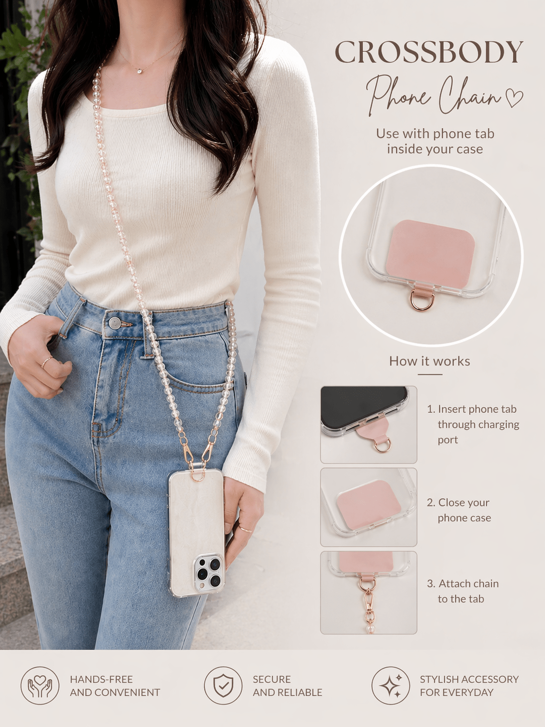 Crystal Crossbody Phone Chain – Wearable Jewelry Strap for iPhone & Android | Handmade Gift - Mia & Jon