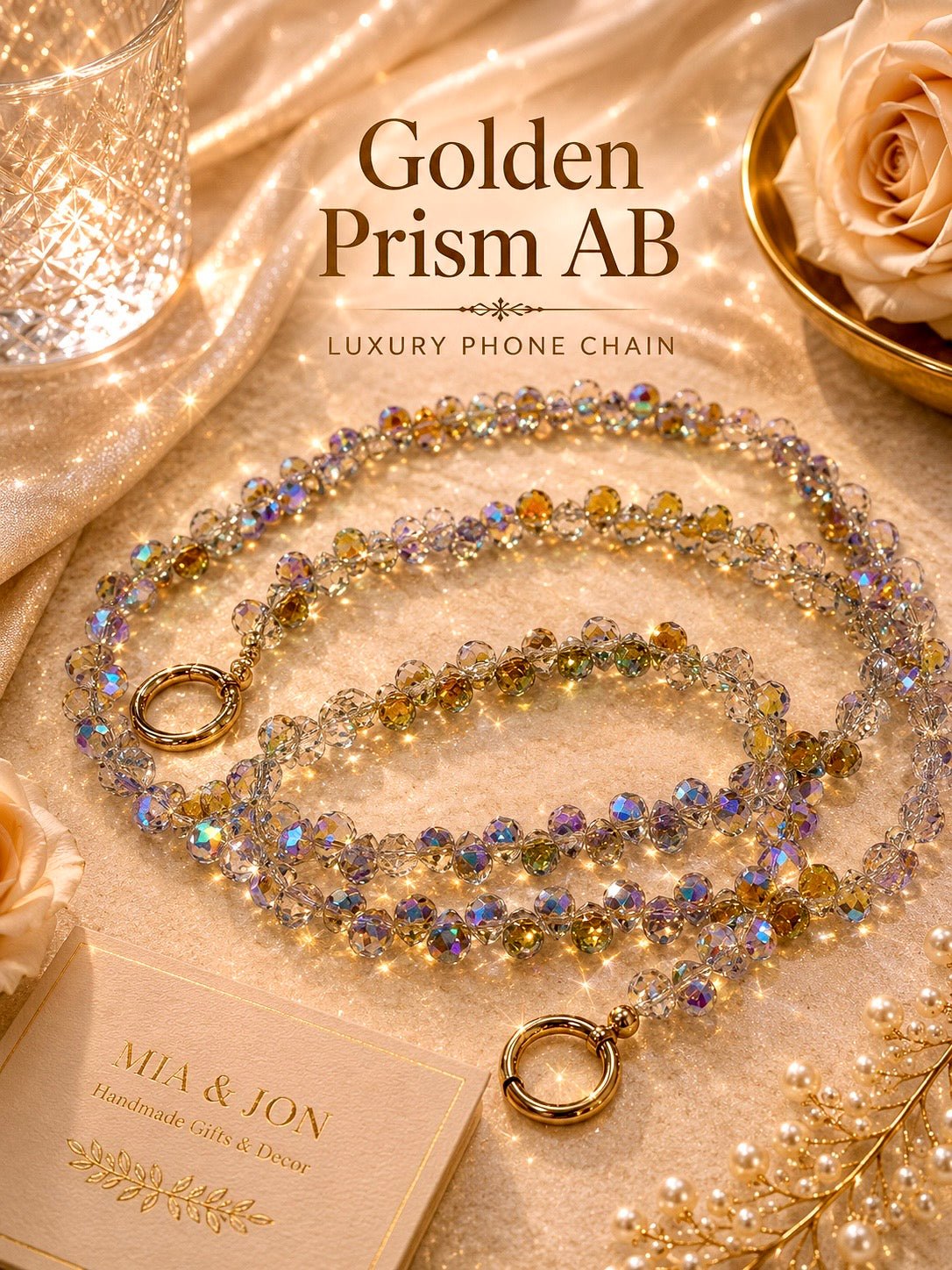 Crystal Crossbody Phone Chain – Wearable Jewelry Strap for iPhone & Android | Handmade Gift - Mia & Jon