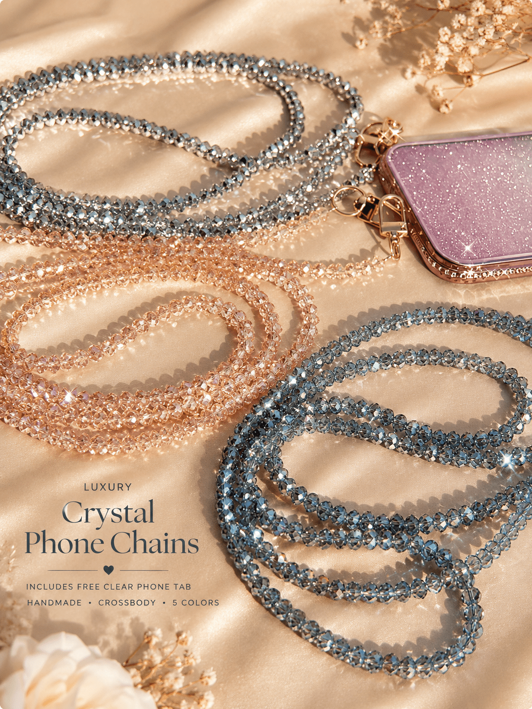 Dainty Prism Beaded Crossbody Phone Chain | Hands-Free Phone Strap - Mia & Jon