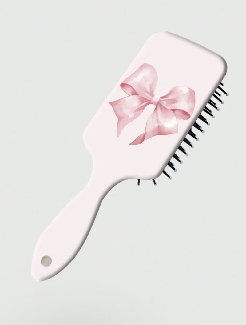 Detangling Paddle Hair Brush with Pink Bow – Cute Aesthetic Brush for Women & Girls | Smooth & Anti - Static Design - Mia & Jon