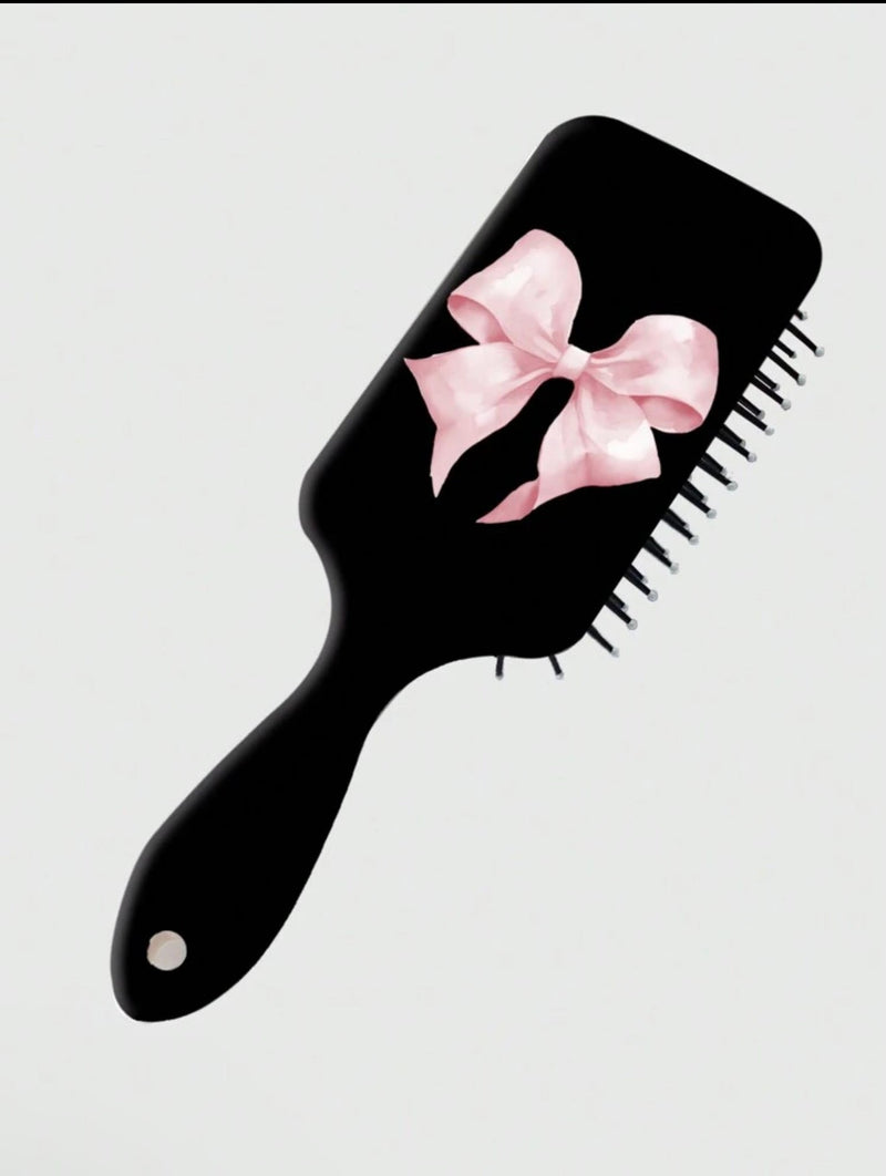 Detangling Paddle Hair Brush with Pink Bow – Cute Aesthetic Brush for Women & Girls | Smooth & Anti - Static Design - Mia & Jon