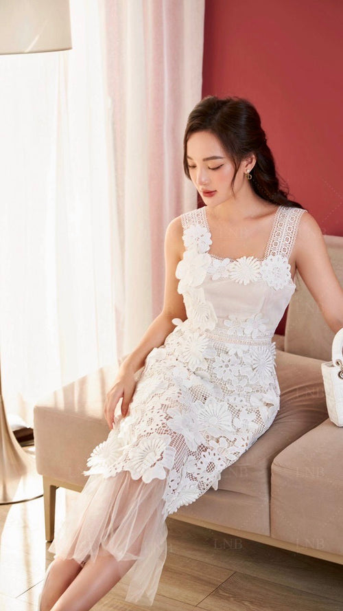 Floral Guipure Sleeveless Lace Dress - Mia & Jon
