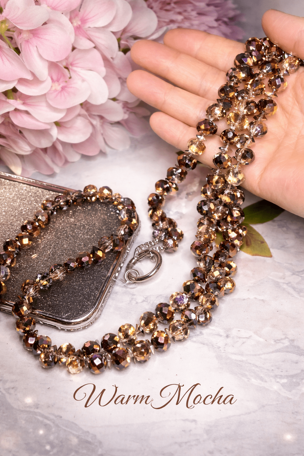 Luxury Crystal Phone Strap Crossbody Chain – Beaded Purse Chain Replacement (46”) | Phone Jewelry Lanyard - Mia & Jon