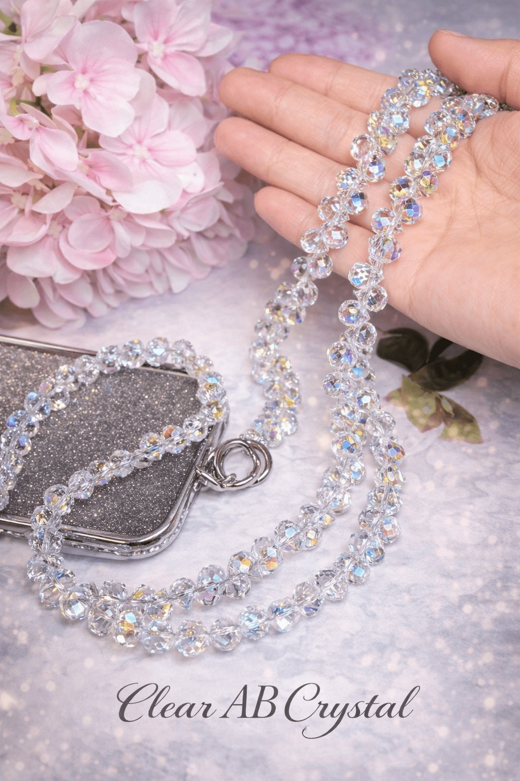 Luxury Crystal Phone Strap Crossbody Chain – Beaded Purse Chain Replacement (46”) | Phone Jewelry Lanyard - Mia & Jon