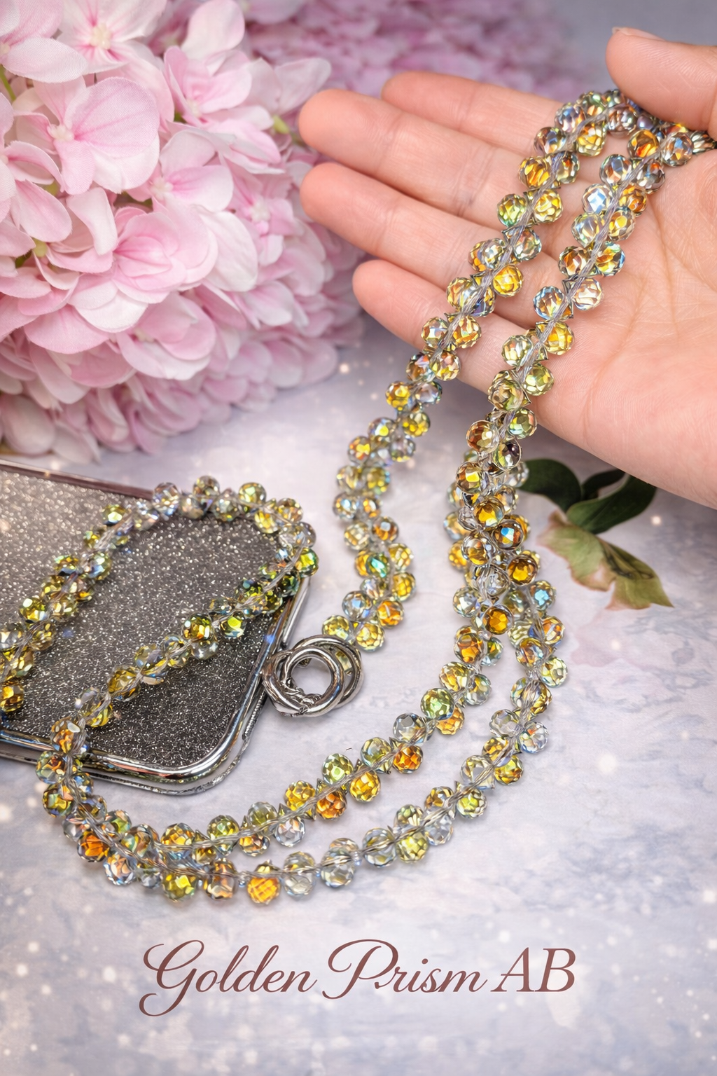 Luxury Crystal Phone Strap Crossbody Chain – Beaded Purse Chain Replacement (46”) | Phone Jewelry Lanyard - Mia & Jon