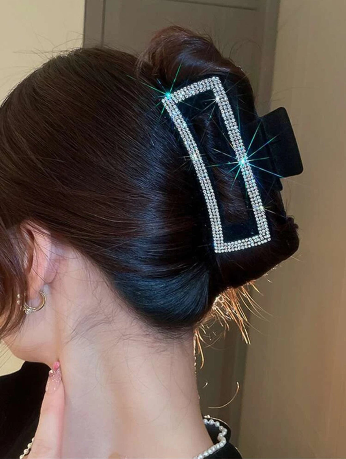 Luxury Rhinestone Hair Claw Clip – Sparkly Large Rectangle Hair Accessory for Women - Mia & Jon