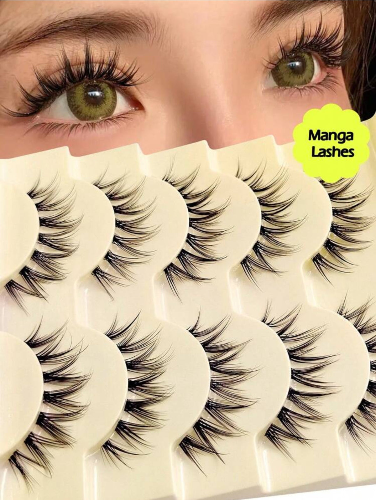 Manga Fishtail False Eyelashes – Natural Wipsy Lashes Set | Lightweight Fairy Lash Extensions - Mia & Jon