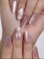 N01 Handmade Light Pink Flower Press On Nails Set - Mia & Jon