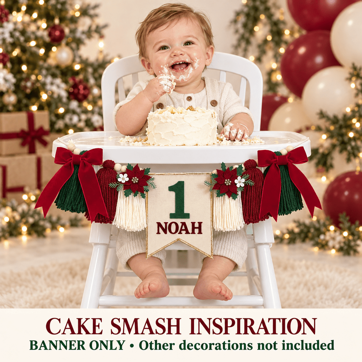 ONE-derful Christmas High Chair Birthday Banner - Mia & Jon Co.