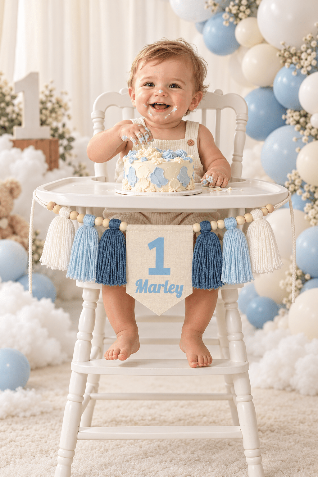 Personalized Blue Birthday Banner – Baby or Dog Birthday Décor - Mia & Jon Co.