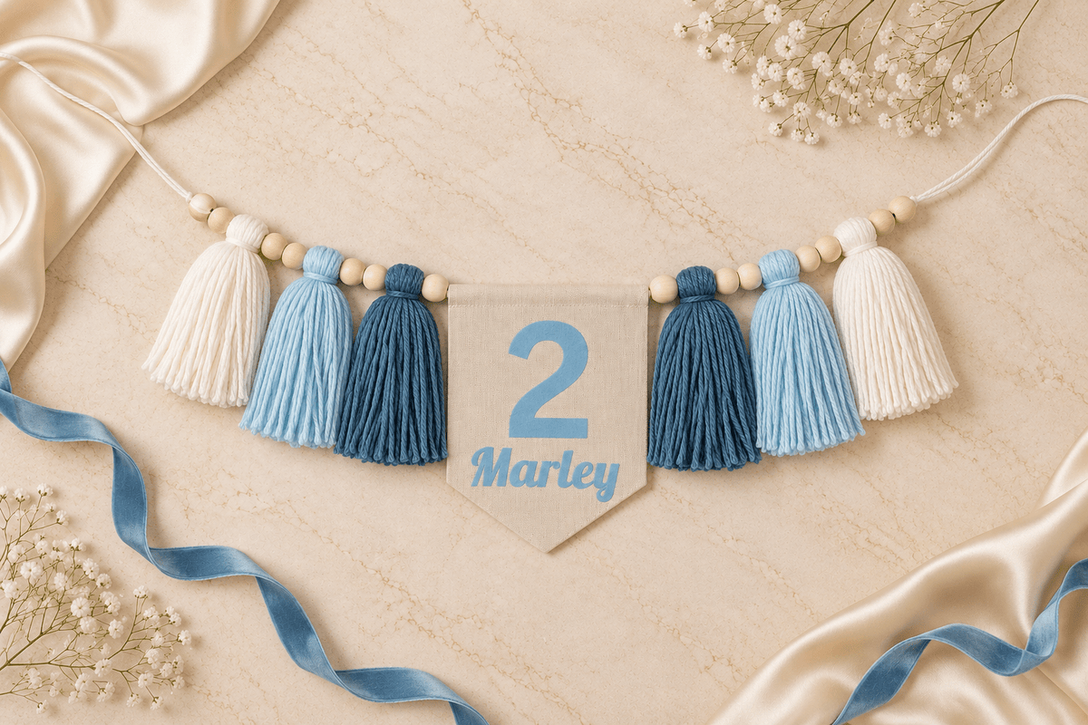 Personalized Blue Birthday Banner – Baby or Dog Birthday Décor - Mia & Jon Co.