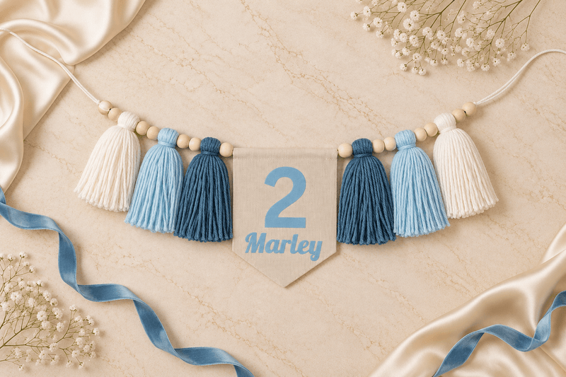 Personalized Blue Birthday Banner – Baby or Dog Birthday Décor - Mia & Jon Co.