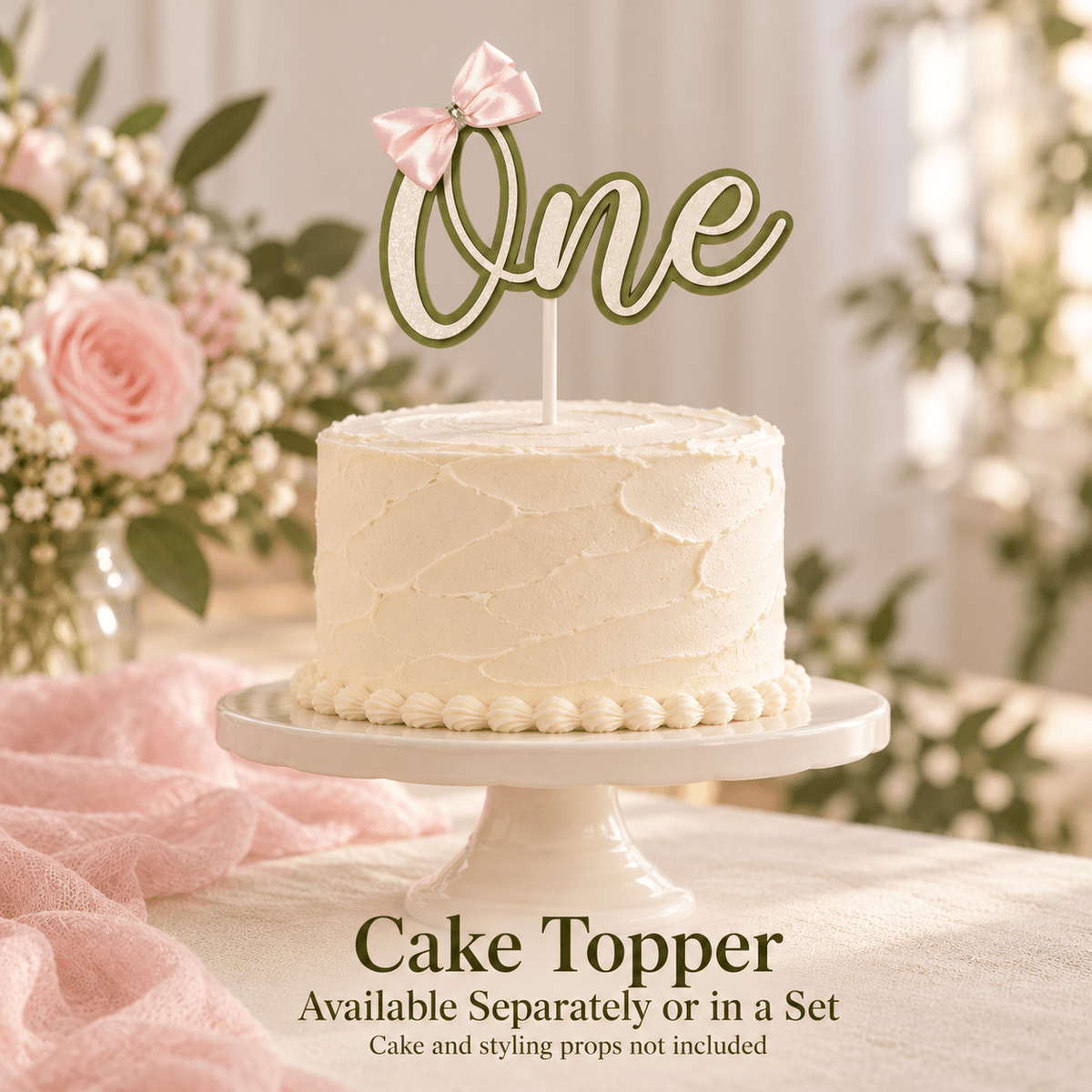 Pink Camo High Chair Banner & ONE Cake Topper – Blush & Olive - Mia & Jon Co.