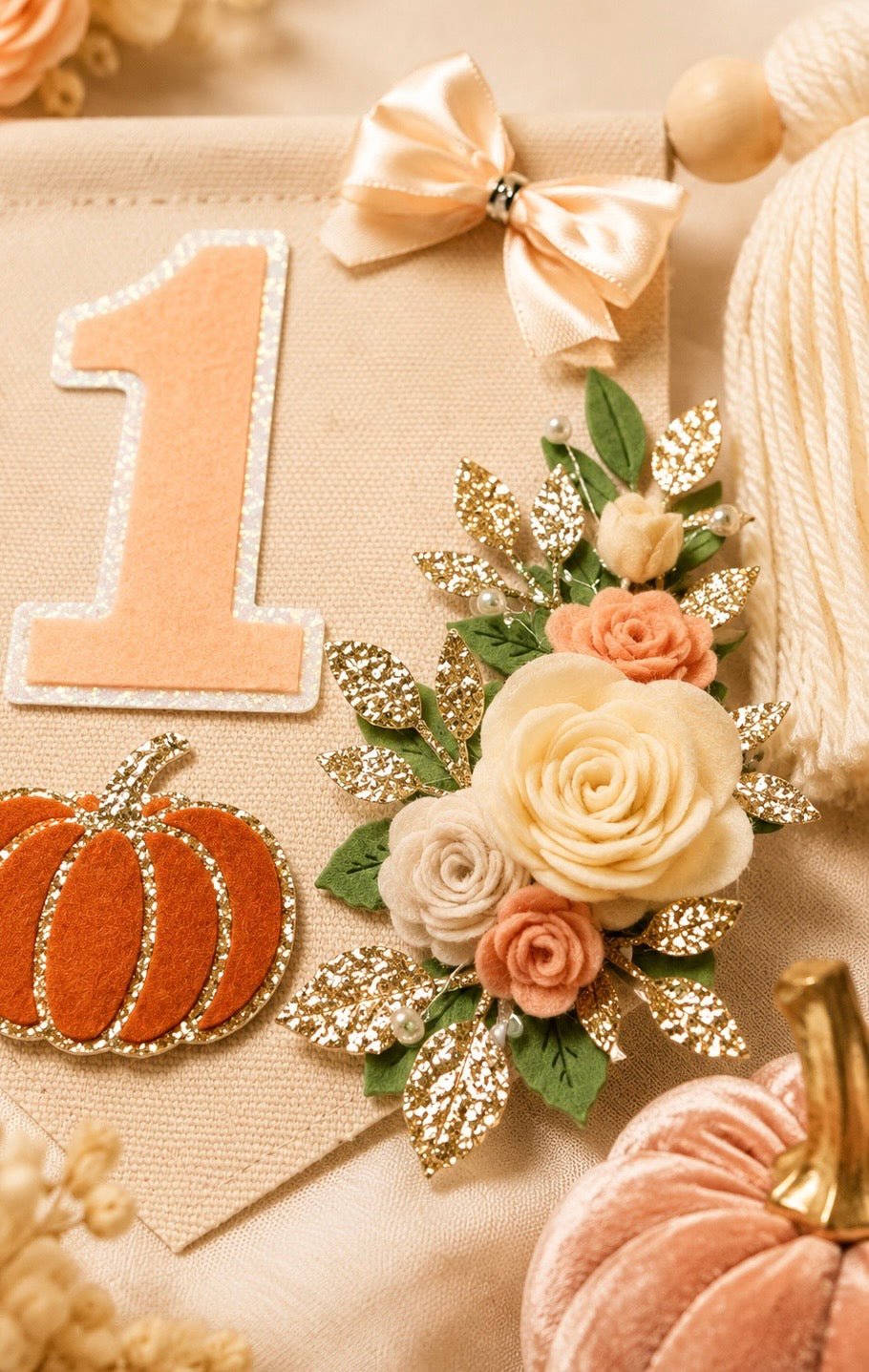 Pumpkin Rose Garden High Chair Banner | Fall First Birthday Decor - Mia & Jon Co.
