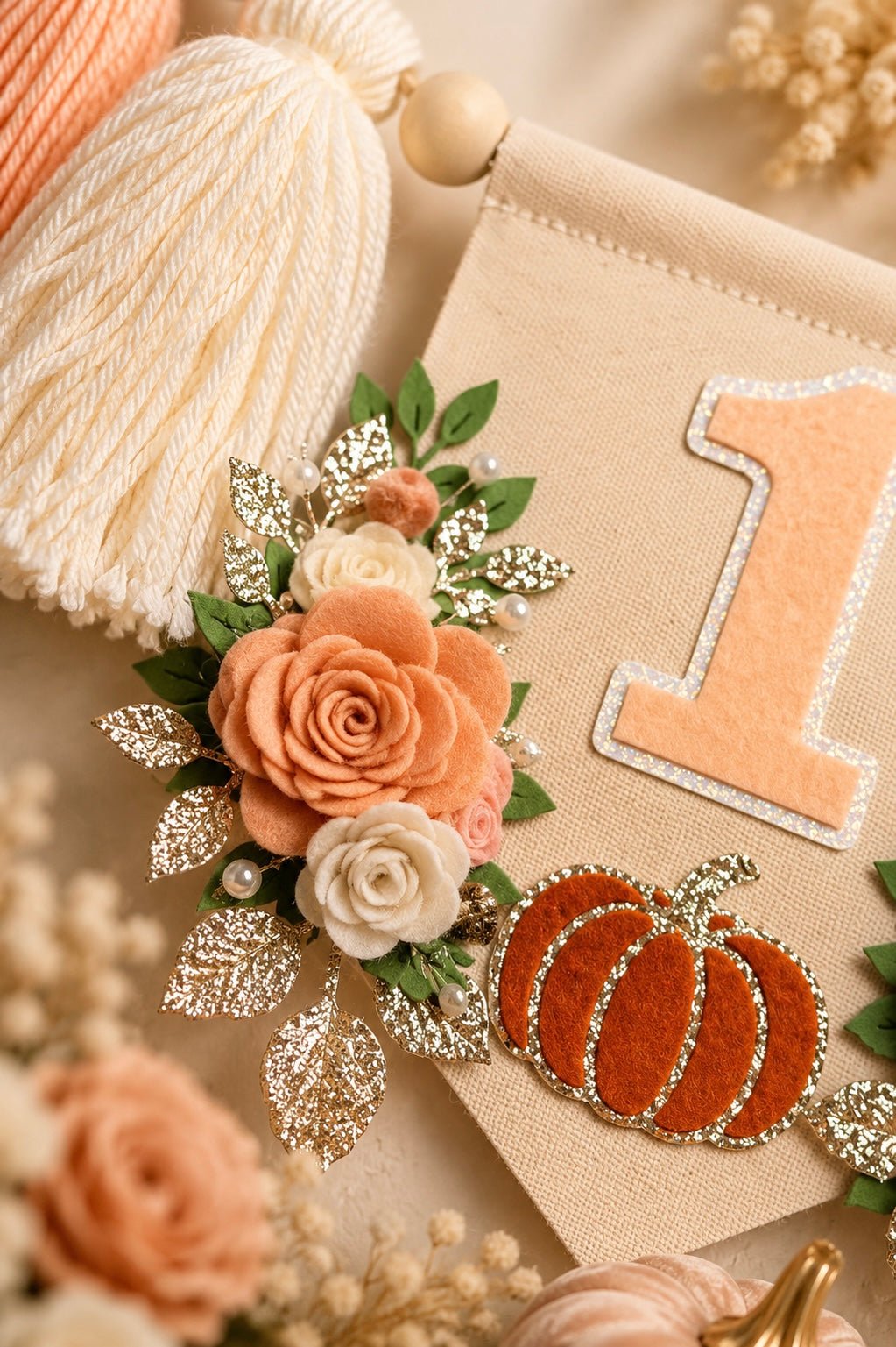 Pumpkin Rose Garden High Chair Banner | Fall First Birthday Decor - Mia & Jon Co.