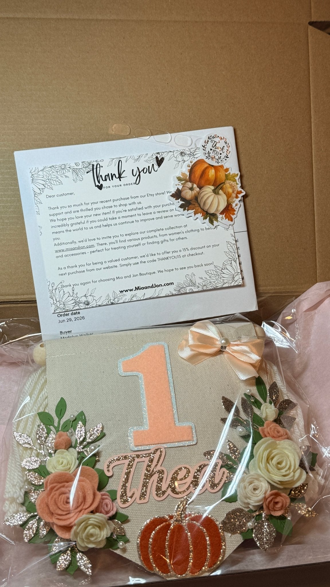 Pumpkin Rose Garden High Chair Banner | Fall First Birthday Decor - Mia & Jon Co.