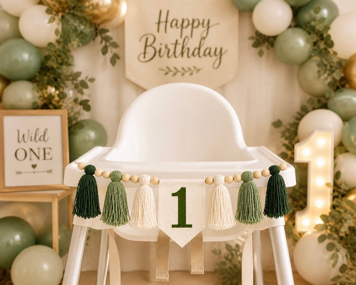 Safari Wild ONE High Chair Banner – Personalized First Birthday Party Decor - Mia & Jon Co.