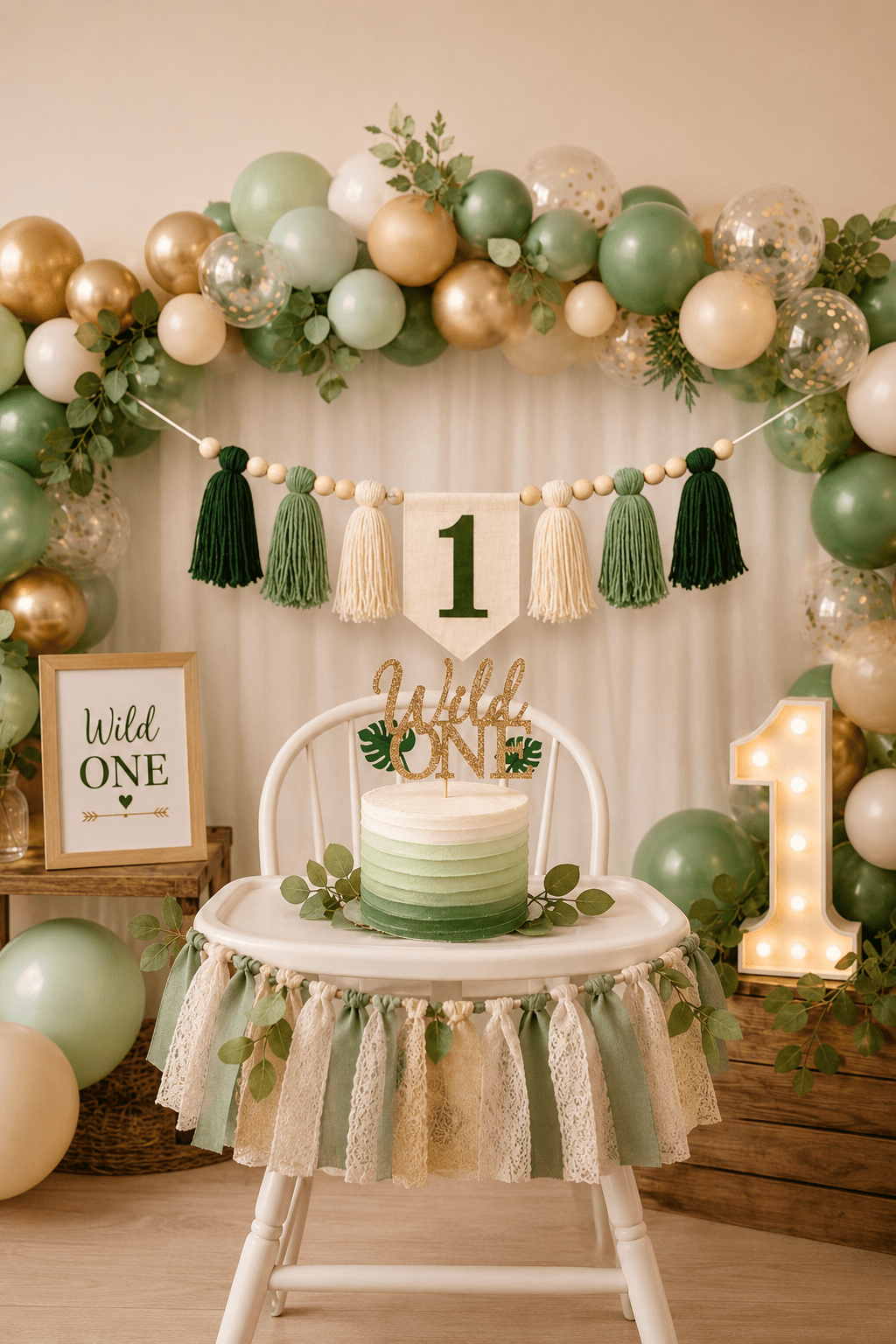 Safari Wild ONE High Chair Banner – Personalized First Birthday Party Decor - Mia & Jon Co.