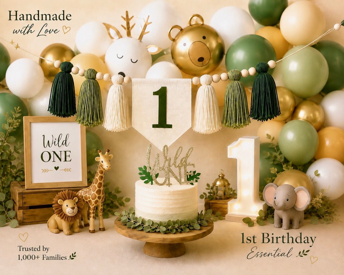 Safari Wild ONE High Chair Banner – Personalized First Birthday Party Decor - Mia & Jon Co.