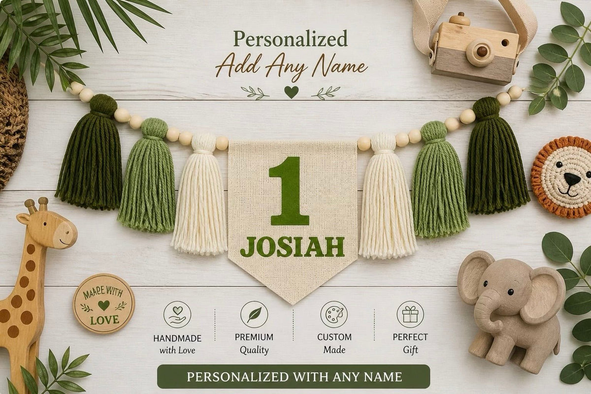 Safari Wild ONE High Chair Banner – Personalized First Birthday Party Decor - Mia & Jon Co.