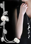 1pc Faux Pearl & Leaf Charm Necklace - Mia & Jon
