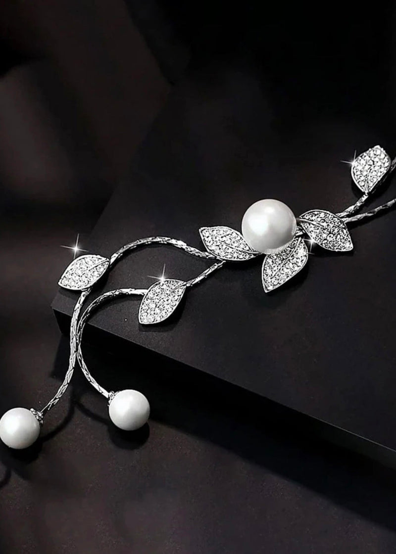 1pc Faux Pearl & Leaf Charm Necklace - Mia & Jon