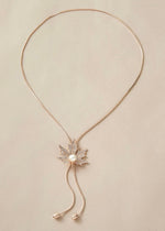 1pc Rhinestone & Faux Pearl Maple Leaf Charm Necklace - Mia & Jon