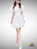 MJV1855 White Flutter Sleeve Mini Dress