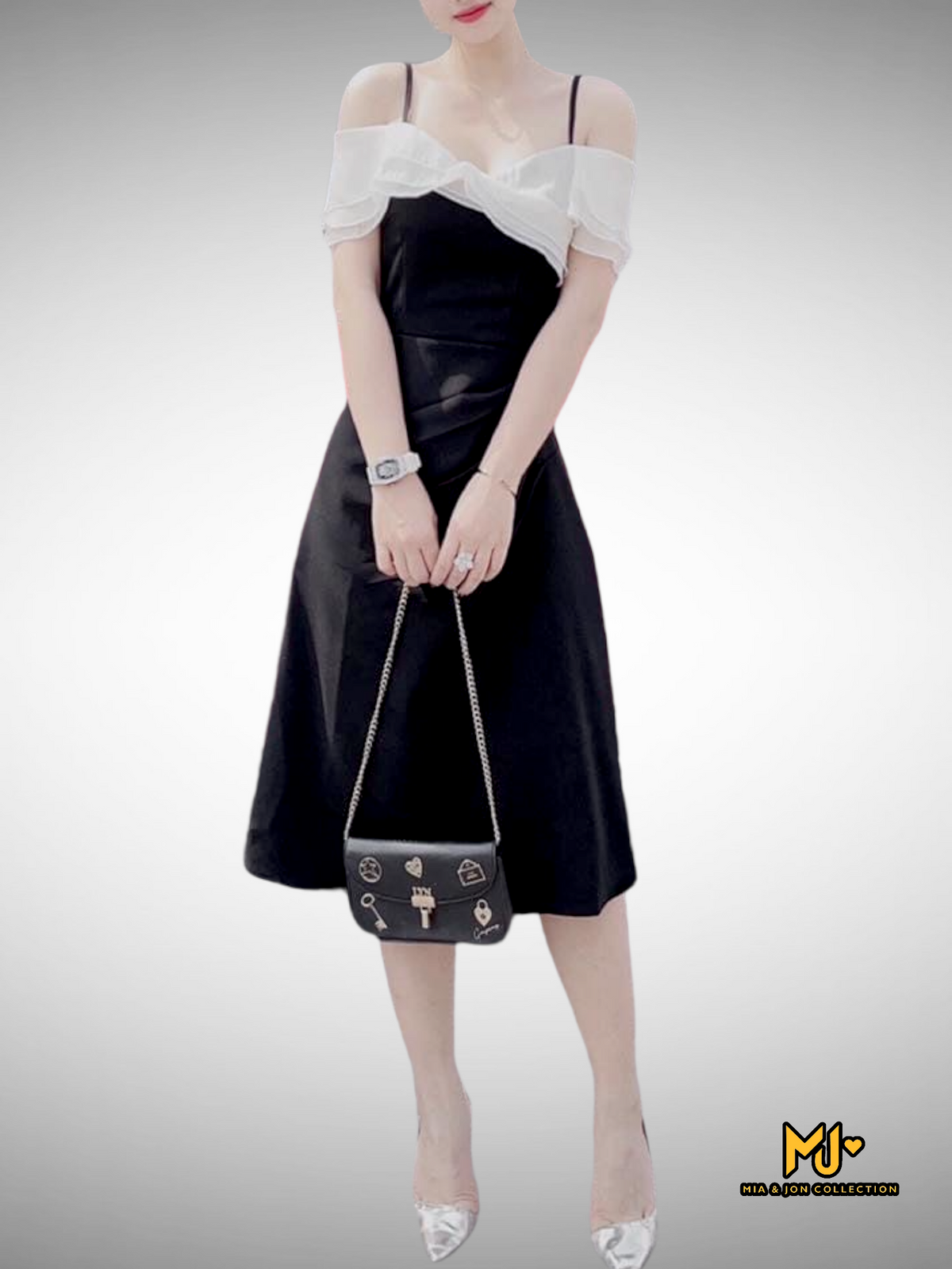 MJV1574 A-line Chiffon Dress With Ruffle Off The Shoulder